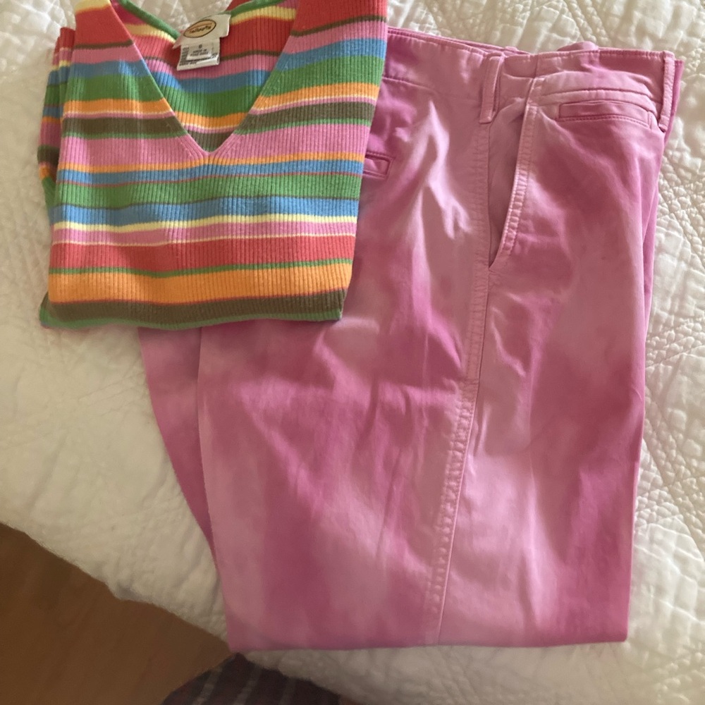 2/10.00 GAP Pink Tye Dye Straight Khaki Pants